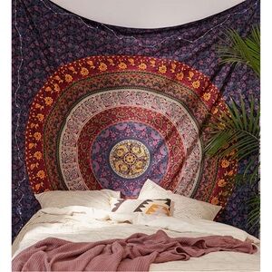 Tapestry Bohemian Mandala Red and Purple Boho Hippie Wall Hanging Dorm Decor